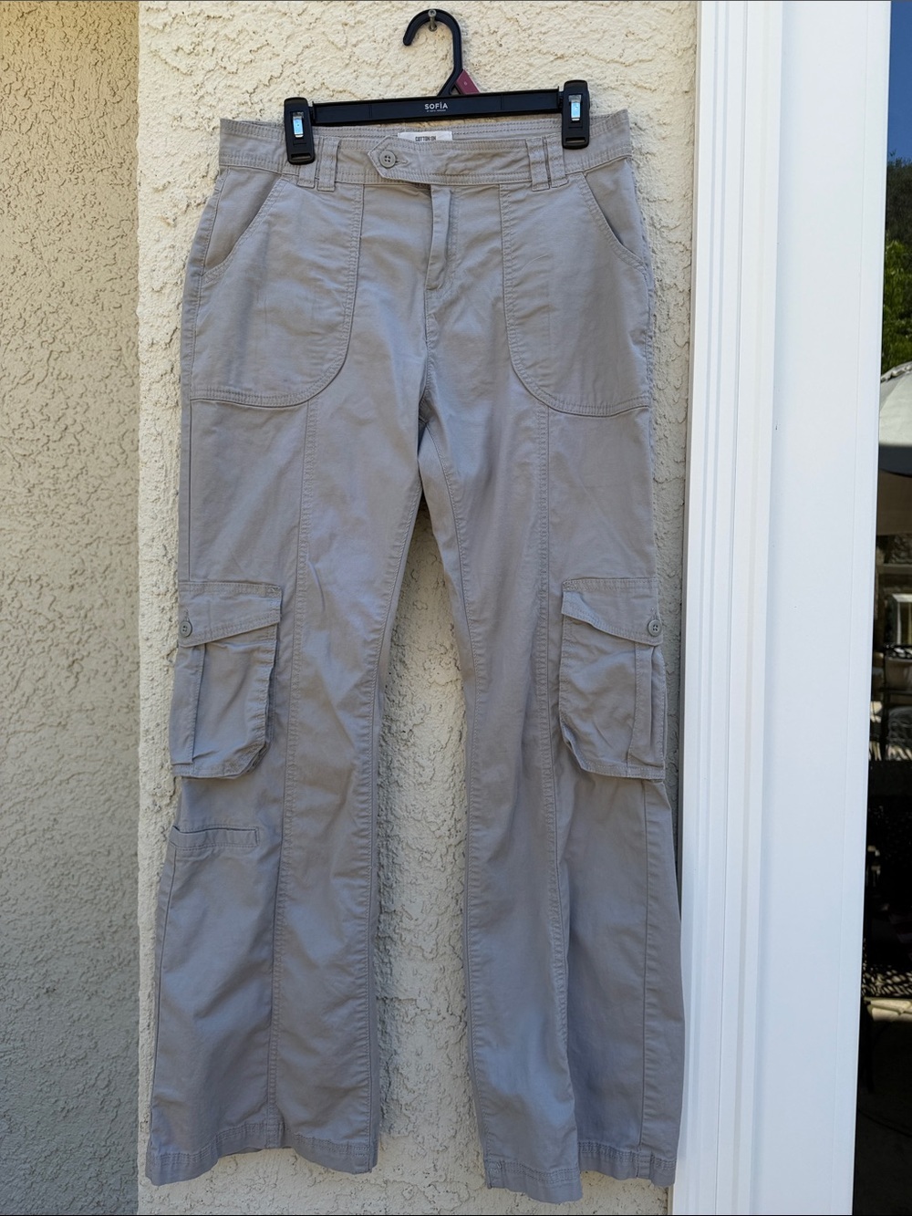 Cotton On Women's Light Grey High Waist Cargo Pants Size 8